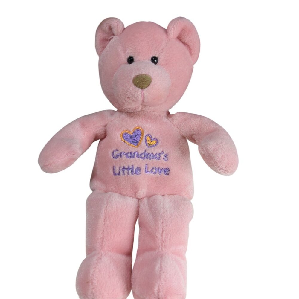 Russ Skribbles Grandmas Little Love Pink Plush Teddy Bear 9" Embroidered Hearts